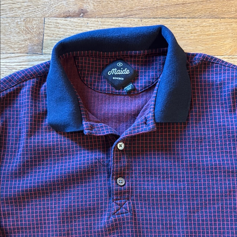 Maide Bonobos men’s size medium slim fit golf shirt polo stretchy geometric